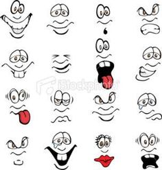 cartoon faces with different expressions and eyes