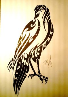 a drawing of a bird on a wall