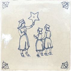 a drawing of three children holding a star