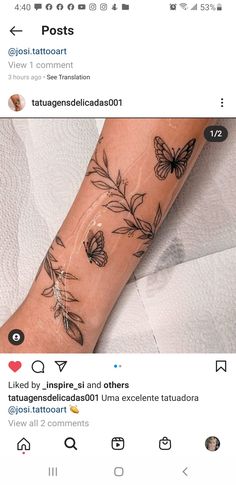 a woman's foot with butterflies on it, and the caption reads post tattoos