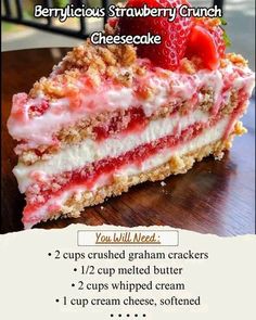 Martha Stewart Familly ! | Berrylicious Strawberry Crunch Cheesecake 🍓 | Facebook Strawberry Cheesecake Crunch, Strawberry Crunch Cheesecake, Crunch Cheesecake, James Martin Recipes, Strawberry Cheesecake Recipe, Chocolate Covered Katie, Strawberry Crunch, Anna Olson, Full Recipes