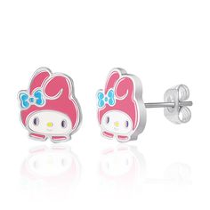 Step into the enchanting world of Sanrio with these officially licensed Hello Kitty and Friends stud earrings. Featuring the beloved characters My Melody, Kuromi, and Pompompurin, these earrings are a must-have for any fan.

- Material: Silver-plated brass
- Color: Vibrant enamel featuring My Melody
- Closure: Post-back with butterfly clasp
- Gender: Female
- Age Group: Adult

These earrings are beautifully crafted with silver-plated brass and detailed with colorful enamel, bringing each charact