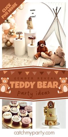 teddy bear party ideas for kids and adults - including cupcakes, cookies, cake toppers