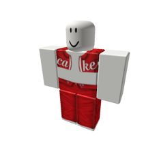 a person in a red and white box with a smile on it's face