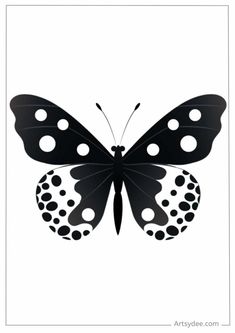 a black and white butterfly with spots on it's wings