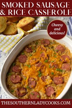 the southern lady cooks smoked sausage and rice casserole