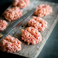 rice krispies treat marshmallows on a cutting board