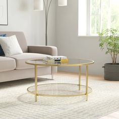 a living room scene with focus on the coffee table