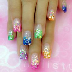 Bright Colored Nails, Gel Ombre, Bright Nail Designs, Sculpted Nails, Ombre Glitter, Pinterest Nails, Beauty Nails Design, Happy Nails