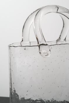 a clear bag sitting on top of a table