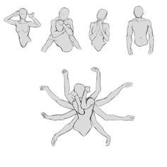 six different poses of people in various positions, including the arms and legs as well as their torsos