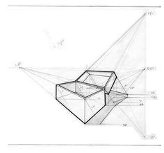 a drawing of a cube with lines on it