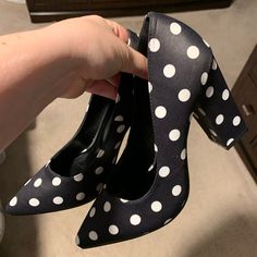 Shein Nwot Black And White Polka Dot Closed Point Toe Pump Block Heel Polka Dot Fitted Heels For Party, Polka Dot Heels For Spring, Polka Dot Shoes, Shein Shoes, Shoes Spring, Spring Shoes, Spring 2024, White Polka Dot, Pumps Heels