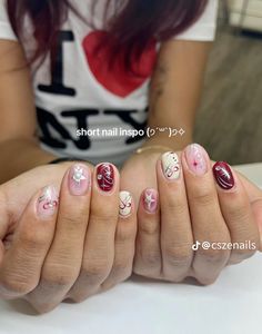 Hippie Nails, Short Gel Nails, Pretty Gel Nails, Short Acrylic Nails Designs, Fabulous Nails, Fire Nails