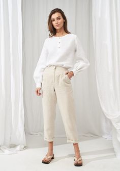 Yung Thug, High Waisted Linen Pants, Balloon Sleeve Shirt, Pants For Woman, Pants Linen, Linen Shirts