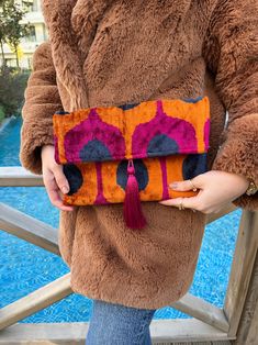 Ikat Clutch Bag, Clutch Bag, Evening Bag, Ikat Bag, Mini Bag, Ikat Handbag, Women Clutch Bag, Purple Orange Blue Clutch, Handmade Gift - Etsy Handmade Orange Clutch Bag, Orange Rectangular Bag With Zipper Pouch, Rectangular Orange Bag With Zipper Pouch, Ikat Bag, Silk Clutch, Blue Clutch, Silk Ikat, Handbag Women, Traditional Fabric