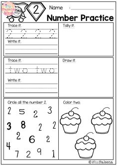 printable worksheet for number practice with cupcakes