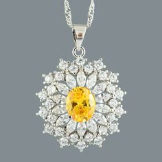 Metal Purity: 18k, White Gold Plated Stone: Citrine Cubic Zirconia N Topaz Cubic Zirconia Pendant Size: 25mm(1") X 35mm(1.4") Chain Length: 440mm(17") Environmentally Friendly Brass (Nickel Free) With 18k White Gold Plated. Main Gemstone Size: 6mm(0.2")X8mm(0.3") Weight Is 9 Gram Color: Yellow, White Gift Pouch: Yes Design: Simple, Modern, Elegant, High Quality, Sleek, Luxury. Sapphire Diamond Pendant, Diamond Flower Pendant, Diamond Top, Vintage Pendant Necklace, Citrine Necklace, Jewelry Luxury, Luxury Necklace, Diamond Cross Pendants, Diamond Flower