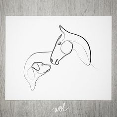 a drawing of two horses facing each other on a piece of paper with the word wolf written below it