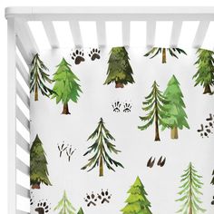 modern green and white forest tracks woodland crib sheet Nursery Ideas Boy, Woodland Crib, Baby Sleep Problems, Gender Neutral Nursery, Woodland Baby, Changing Pad Cover, Boho Nursery