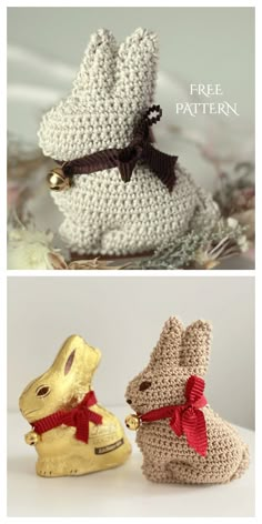 two crocheted animals sitting next to each other