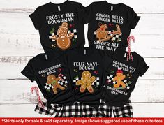 Deck the halls with laughter and holiday cheer this season with our 10 Funny Family Gingerbread Christmas Songs Matching Shirts! These whimsical, matching tees are the icing on the gingerbread house when it comes to celebrating the festive spirit with your loved ones. From the adorable gingerbread designs to the cozy holiday attire, these shirts are the perfect recipe for sharing joy during your family gatherings. We have kids sizes in listing in the following link https://www.etsy.com/ca/listing/1617652257/funny-gingerbread-family-christmas-shirt Our Gingerbread family shirts are more than just attire; they're a delightful way to create cherished memories and bring the whole family together in style. Whether you're searching for funny gingerbread shirts or simply looking to add an extra d Gingerbread Pajamas Christmas, Oh Snap Christmas Shirt, Gingerbread Shirt Ideas, Gingerbread Designs, Gingerbread Family, Pajamas Matching, Matching Family Christmas Pajamas, Matching Christmas Shirts, Holiday Attire