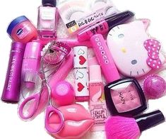 Pink Korean, Makeup Collection Goals, Kitty Makeup, Hello Kitty Makeup, Kawaii Makeup, Pink Cosmetics, Makeup Stuff, Makeup Rooms, Kids Makeup