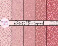 rose glitter leopard digital paper pack