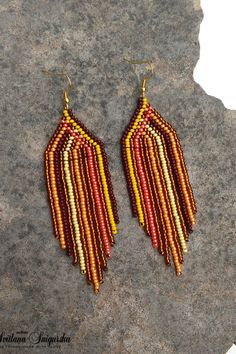 Beading Designs, Beautiful Beaded Earring, Fringe Earring, Awesome Crafts, Beaded Earring, Multicolor Earrings, Brick Stitch Earrings, Earrings Diy, Earring Ideas