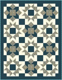 a blue and white quilt with an intricate design