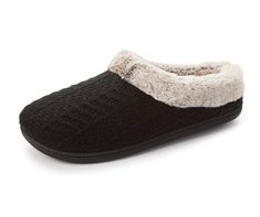 Sink your toes into cozy comfort with these black velour slippers. Designed with comfort in mind, these are your go-to slippers for relaxing at home. The classic A-line silhouette houses your feet in luxury, making them a go-to pair for your early-morning routine or before bed. The intricate filigree design completes the look with chic style. Womens Black Sweater, Big Lots Store, Clog Slippers, Big Lots, Filigree Design, Before Bed, Black Sweater, Cozy Knits, Comforters Cozy