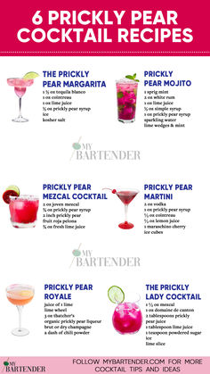 Prickly Pear Cocktail Recipes Pear Cocktail Recipes, Prickly Pear Cocktail, Pear Mojito, Pear Cocktail, Pear Margarita, Bartender Drinks Recipes, Prickly Pear Margarita