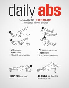 the daily abs workout for men is shown in red and black, with instructions on how to