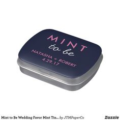 a small tin with the words mint tale on it's lid and pink lettering