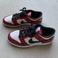 Spider-Man Nike Dunk Low 2004 Youth 5.5 Or Women’s 7 Lightly Worn But Vintage Nike Red, Nike Dunk Low, Dunk Low, Nike Dunk, Nike Dunks, Womens Shoes Sneakers, Nike Men, Black Red, Nike Shoes