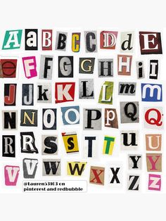 the letters and numbers are made up of different types of stickers, including one that is