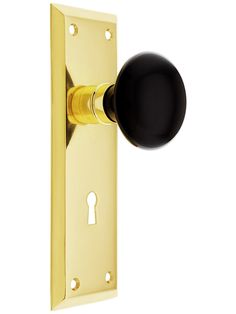 an image of a door handle with a black knob