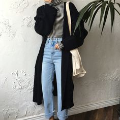 Harajuku Long Cardigan Ladies Spring Fashion Long Knit Sweater Women Large Coat Casual Black Jacket Winter Clothing Sweater sold by sweet heart on Storenvy Korean Fashion Ulzzang, Mode Ulzzang, Korean Fashion Ideas, Moda Do Momento, Long Knit Sweater, Korean Fashion Outfits, Korean Fashion Casual