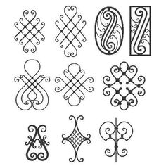 the different types of decorative designs are shown in black and white on a white background