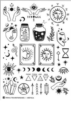 an image of various symbols and shapes on a sheet of paper with the words, i love