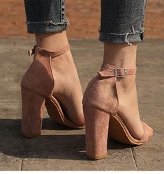 Women's Fashion Peep Toe High Heels Sandals on Luulla Trendy High Heels, Strap High Heels, Faith Clothing, Ankle Strap High Heels, Open Toe High Heels, High Heels Sandals, Womens Summer Shoes, Pu Heels, Beige Shoes