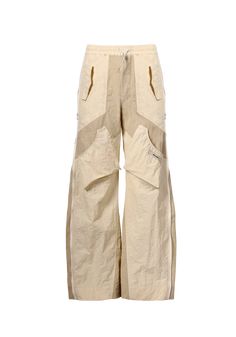 Double Panel Long Zipper Casual Pants - PSYLOS 1, Double Panel Long Zipper Casual Pants, Pants, RELABEL, PSYLOS 1 Beige Parachute Pants With Patch Pockets For Streetwear, Functional Wide Leg Nylon Parachute Pants, Functional Nylon Wide Leg Cargo Pants, Wide-leg Nylon Parachute Pants With Pockets, Relaxed Fit Wide Leg Nylon Parachute Pants, Nylon Wide-leg Parachute Pants With Pockets, Nylon Parachute Pants With Pockets And Wide Legs, Nylon Wide-leg Parachute Pants For Streetwear, Sporty Beige Nylon Bottoms