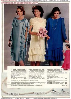 1984 Montgomery Ward Fall Winter Catalog, Page 79 - Catalogs & Wishbooks 80s Stuff, Embroidered Tunic Dress, Montgomery Ward, 1980s Fashion, Vintage Bride, Vintage Style Dresses, Moda Vintage, Vintage Bridal