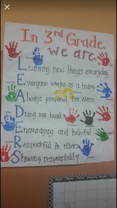 a bulletin board with handprints on it in 3rd grade, we are learning new things everyday