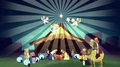 an animated nativity scene with the birth of jesus