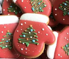 decorated cookies in the shape of christmas trees