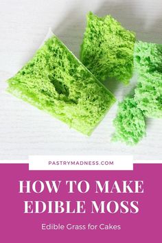 how to make edible moss for cakes with text overlay that reads, how to make edible moss