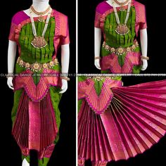 Design by Classical Dance Jewelry® ❥ Traditional Bharatanatyam costume wore during regular dance programs or arrangetram performance. ❥ Material : Art Silk ❥ Type : Traditional pant costume ❥ Easy to wear ❥ layer front fan  30 inch PANT LENGTH Dress Measurements ( all the measurements approximately 1 -2 margin buffer) Age: 7 - 9 yrs  ❥ PANT MEASUREMENTS:   ☛ Pant Length: 29-30 inch   ☛ Pant Waist: 27-28 inch   ☛ Pant Hip: 28-29 ❥ BLOUSE MEASUREMENTS:   ☛ Blouse length: 10-11 inch   ☛ Blouse Shoulder : 11-12 inch   ☛ Blouse around Bust: 25-26 inch   ☛ Blouse Lower Chest: 23-24 inch   ☛ Blouse Sleeves length: 5-6 inch   ☛ Blouse sleeve round: 9 - 10 inch   ☛ Blouse armpit: 11 - 12 inch  Set includes     ☛ Pant, Blouse, Dhavani, fans, seat bit etc  Set includes     ☛ Pant, Blouse, Dhavani, fa Bharatanatyam Costume, Classic Dance, Dance Program, Jewelry Traditional, Material Art, Classical Dance, Blouse Measurement, Dance Jewelry, Readymade Blouse