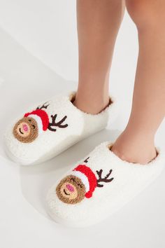 Available In Red/combo. Close Toe Slippers Novelty Print Round Toe Flat Mommy & Me Takedown Of "Santa's Reindeer Slippers" Model Wears Size 4/5 Sole Filling : 100% Polyurethane Foam Upper Filling : 100% Polyurethane Foam Imported | Mini Santa's Reindeer Slippers in Red size 13/1 by Fashion Nova Reindeer Slippers, Santa's Reindeer, Toe Slippers, Girls Shoes Kids, Santa And Reindeer, Novelty Print, Polyurethane Foam, Mommy And Me, Girls Shoes