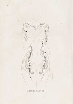 a drawing of a woman's back with her hands on her hips and the words sconger lines written below it